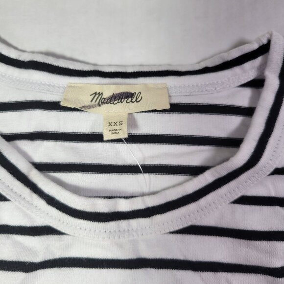 Madewell Black & White Striped Perfect Cotton Crewneck T-Shirt Size XXS - Picture 2 of 6